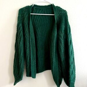 Green chunky knit cardigan